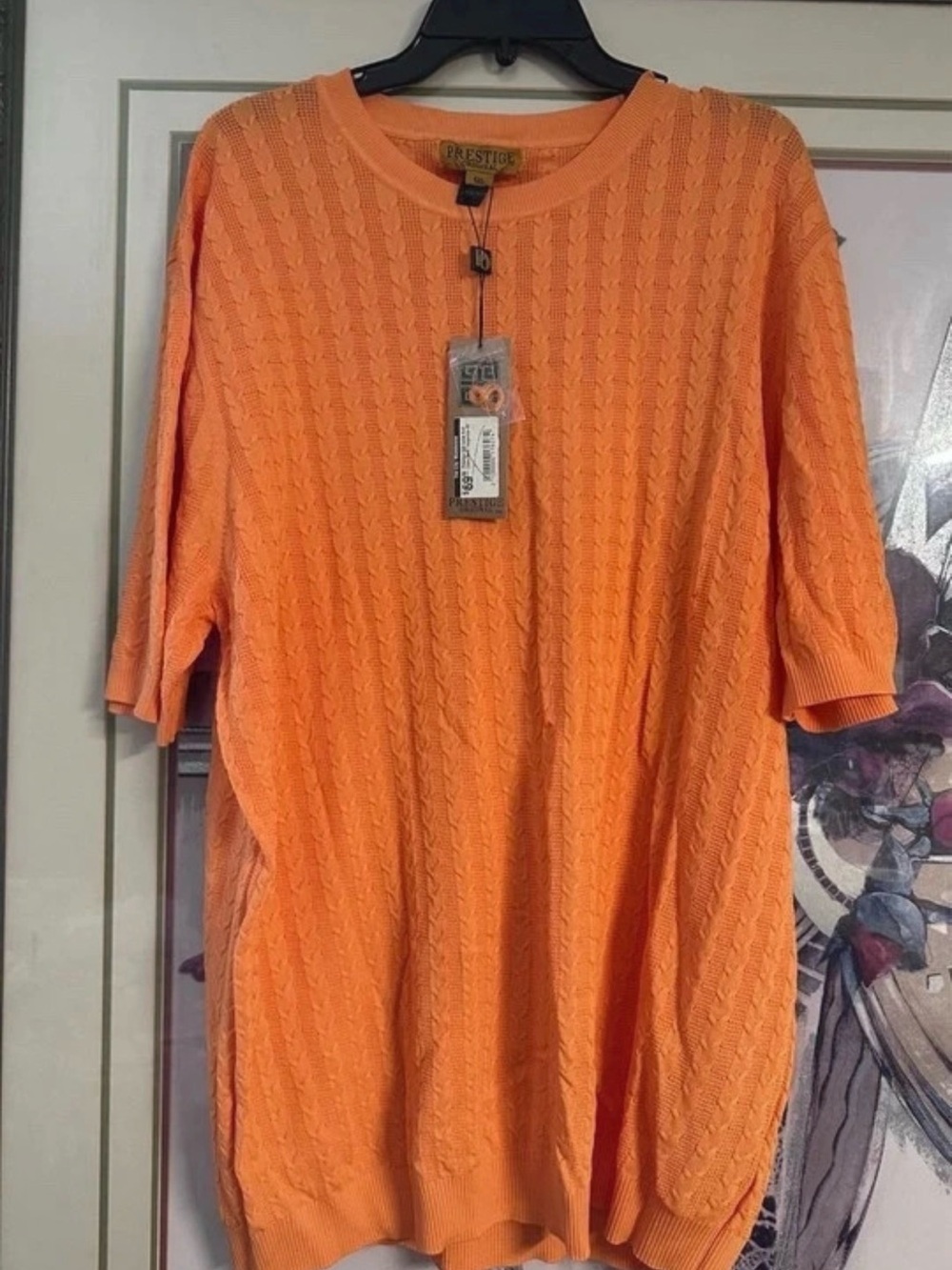 NWT Prestige Original Cable Knit Sweater - Tangerine (4XL) fit like a 2X